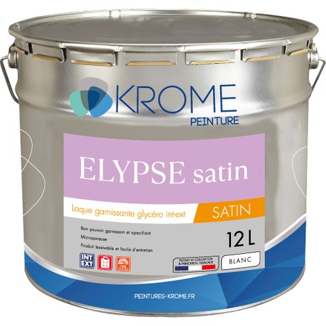 Krome Elypse Satin – Laque garnissante boiseries intérieur et extérieur Conditionnement: 12L - Couleur: BLANC (1/2)