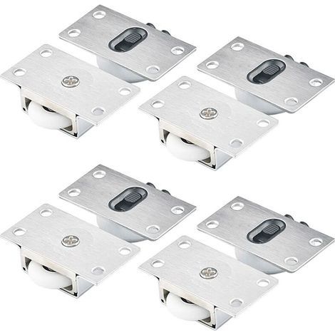 4 Paires Roues à Rouleaux pour Armoire Roues à Rouleaux pour Porte Coulissante Roulettes Placard Coulissant Galet de Armoire Porte Galet de Roulement-INHHUB (1/5)