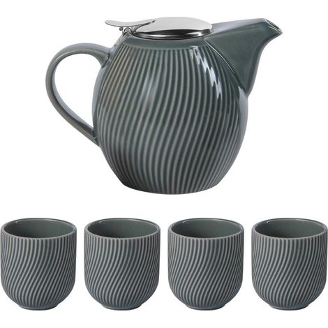 Table Passion - Coffret théière Mao gris 0,9L et 4 gobelets