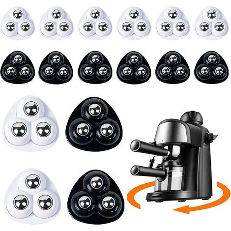 Set di 16 rotelle per mobili - 360° - Mini rotelle autoadesive con cuscinetti a sfera - Con 3 cuscinetti a sfera in acciaio - per macchine da caffè, pattumiere, elettrodomestici da cucina (1/5)