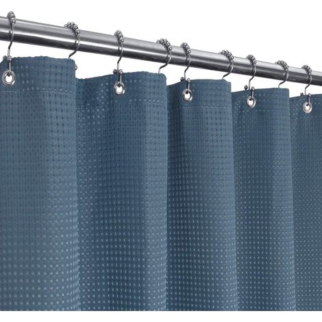 Rideau de Douche gaufré pour hôtel Spa - Tissu Robuste 230 g/m² - Pas de soufflage - Imperméable et Lavable en Machine - Bleu Clair de Lune - 180,3 x 182,9 cm (1/5)
