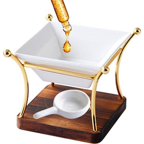 Quemador de aceites esenciales, quemador de aceites esenciales de metal, quemador de cera fundida con recipiente de cerámica, quemador de velas pequeñas, difusor, decoración del hogar (1/5)