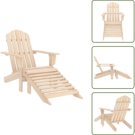 Chaise de jardin Adirondack avec pouf bois de sapin solide - Chaise Adirondack - Chaise De Jardin - Mobilier De Jardin - Chaise Extérieure - Pouf (1/5)