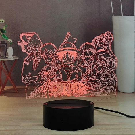 Veilleuse LED 3D Anime, Luffy, Sanji, Zoro, Ace, Nami, 16 couleurs, lampe de bureau, veilleuse tactile avec télécommande, cadeau d'anniversaire ou de fête pour enfants (1/5)