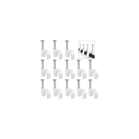 400 Pcs Round Cable Ties with Steel Nails, 4 Sizes, Wire Organizer (4mm/6mm/8mm/10mm), White (1/5)