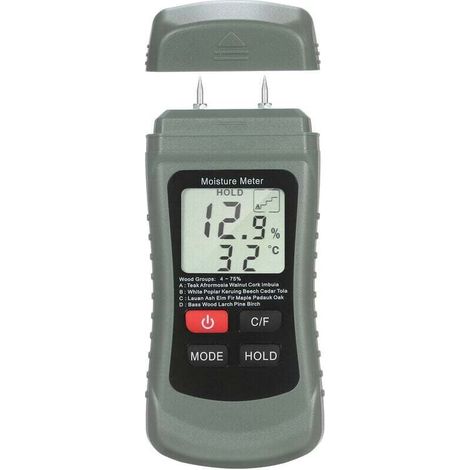 Humidimètre pour bois Testeur d'humidité numérique LCD Type de broche Détecteur de fuite d'eau et d'humidité avec 4 modes de maintien des données ℃/℉ Compteur de température (1/5)