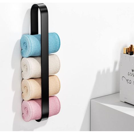 SABIR Porte Serviettes Salle de Bain sans Percage Espace Aluminium, Imperméable et antirouille Porte Serviette Autocollant, postuler à Bain, Chambre, Cuisine(Noir 40cm) (1/5)
