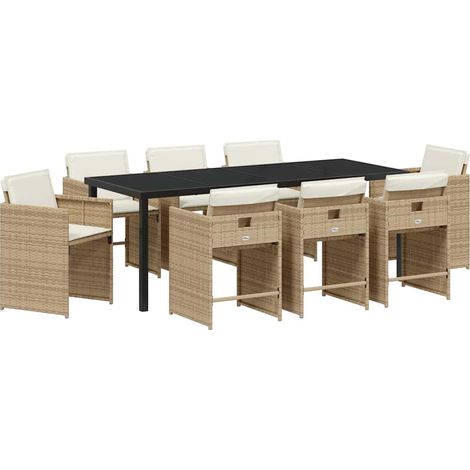 Maison Exclusive - Set da Pranzo per Giardino 9 pcs Beige polyrattan