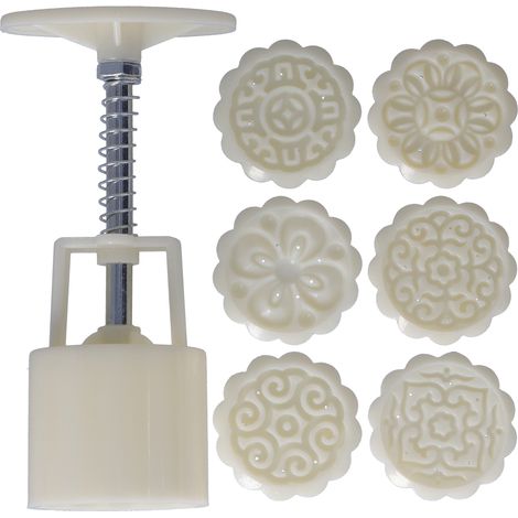 Moule À Gâteau Rond - Presse Décorative Diy Avec 6 Tampons - Design Fleuri Traditionnel - Pour Pâtisserie Et Maison - 50g (1/5)