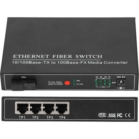 Commutateur Fibre Optique 4 Ports TBC‑MC3414ES20A, Alimentation Large 100‑240V, Switch Gigabit Fiable pour Réseaux Professionnels (1/5)