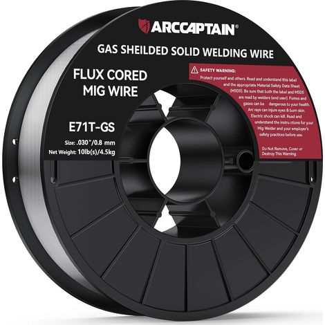 ARCCAPTAIN Fils de soudage MIG Arccaptian Ø0,8 mm 4,5 kg E71T - GS pour machine à souder sans gaz, flux TÜV testé, rouleau D200 avec mandrin 20 mm (1/4)