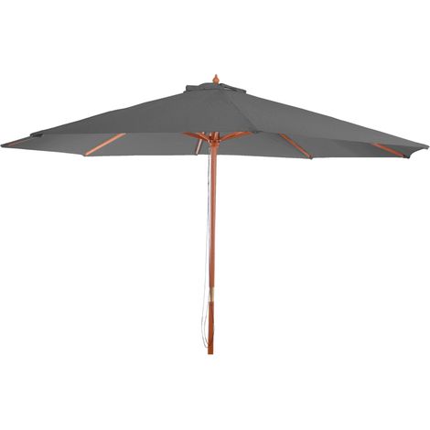 Parasol Florida, parasol de jardin, parasol de marché, Diam. 3,5 m, polyester/bois, 7 kg- gris foncé (1/5)