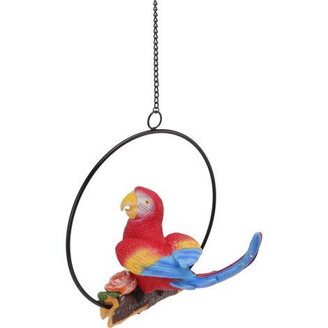Perroquets suspendus en résine imperméable avec anneau en fer, décoration exquise pour jardin, cour ou balcon.
