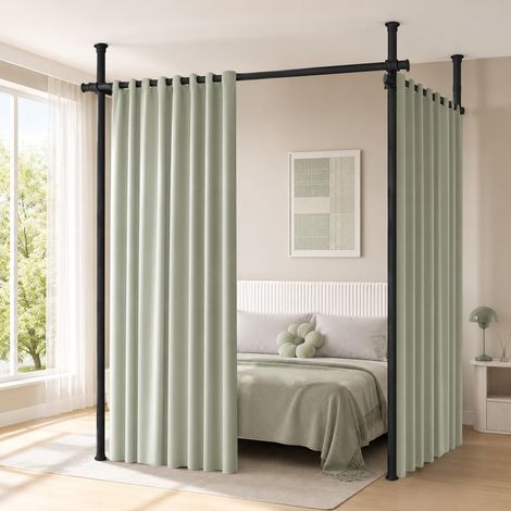 Cloison de séparation - Tringles à rideaux autoportantes sans rideau - Brise-vue pour salon, chambre à coucher ou bureau - 280 x 317 cm (l x H) - Noir