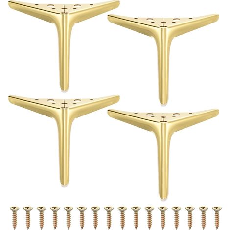 Lot de 4 pieds de meubles triangulaires en métal de 15 cm, pieds de meubles robustes de rechange pour commode, lit, table, armoire, canapé (1/5)
