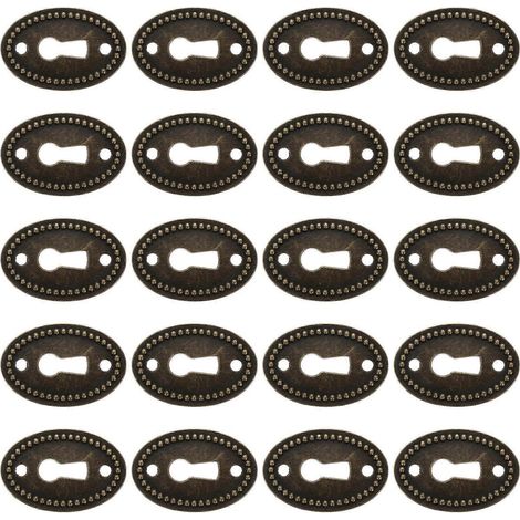 Garnitures de serrure pour commode ou armoire ancienne, cache-serrure ovale 3,50 x 2,30 x 0,10 cm, lot de 20 pièces. (1/3)
