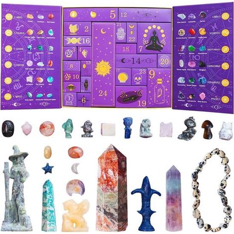Calendrier de l'Avent 2025 - calendrier compte à rebours - statue de sorcière - décoration en résine - tiroirs cachés pendant 24 jours - taille moyenne - multicolore - figurine mystique pour étagère (1/5)