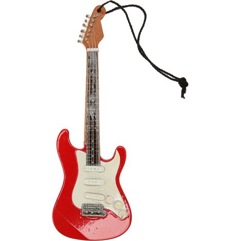 Modèle réduit de guitare électrique en bois innovant avec cordelette de suspension, idéal pour la décoration de cadeaux (01) (1/5)