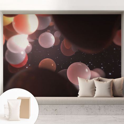 Papier peint intissé mural avec colle pour salon et chambre Décoration murale rapide - Colle incluse gratuite Sphères cosmiques 208x146 cm (1/5)