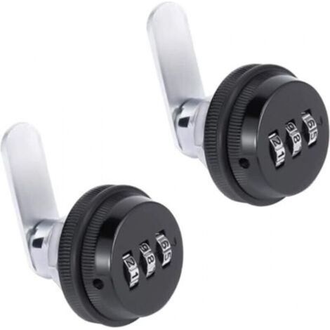 Set of 2 Pcs (Black) 3-Digit Combination Cam Lock, Cabinet Lock 19x30mm, Code Lock for Locker, Wardrobe, Door Sorting, Cabinet, Mailboxes, Drawer, Cupboard (1/5)