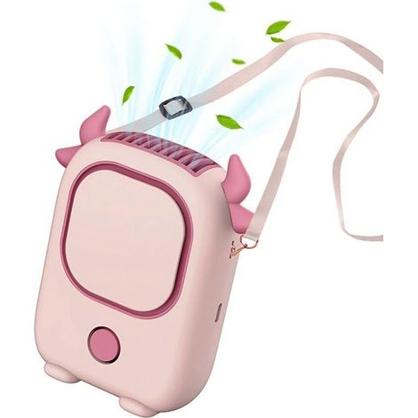 HONORNIC - Ventilateur de cou portable, mini ventilateur de cou, silencieux, sans pales, flux d'air à 360°, rechargeable, 2400 mAh, 3 vitesses (1/5)