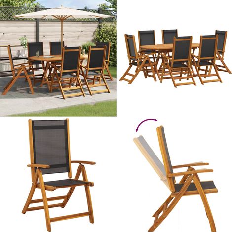 Set da Pranzo da Giardino 7 pz in Legno Massello di Acacia - Tavolo da pranzo da esterno - Sedie pieghevoli