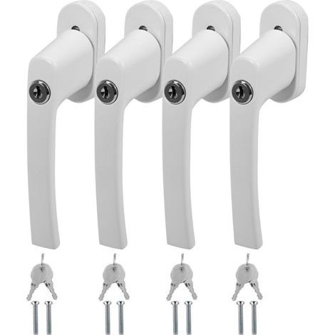 Poignée de fenêtre verrouillable Poignée de fenêtre en aluminium Poignée de fenêtre de sécurité avec serrure blanc 4X