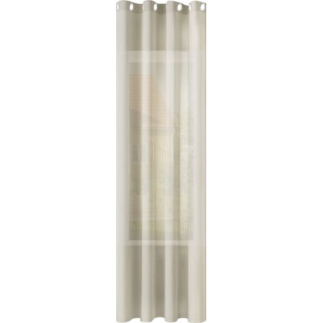 WOLTU 1er Gardinen Leinenoptik Vorhänge Halbtransparent Gardine mit Ösen für Schlafzimmer Wohnzimmer 135x245 cm Sand