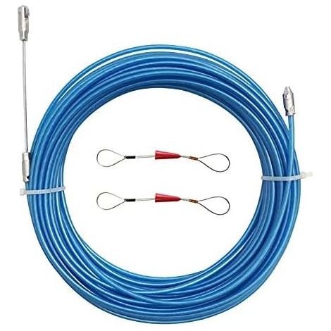 20 m Kabeleinzieher, 4 mm Durchmesser, Elektrikernadel, Edelstahl-Wandkabeleinziehset, Blau - (67 Fuß) (1/5)