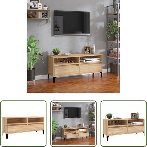 Meuble tv chêne sonoma - Meuble TV chêne sonoma 100x34,5x44,5 cm bois d'ingénierie (1/5)
