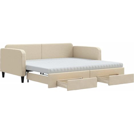 Maison Exclusive - Tagesbett Ausziehbar mit Schubladen Creme 100x