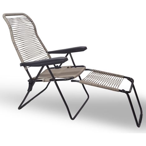 Sedia sdraio Lipari XL cordonata reclinabile in pvc grigio tortora