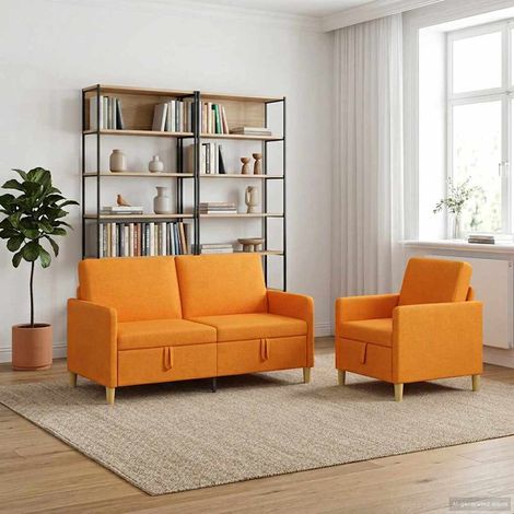vidaXL Canapé avec rangement 2 pcs Jaune foncé Polyester (1/5)