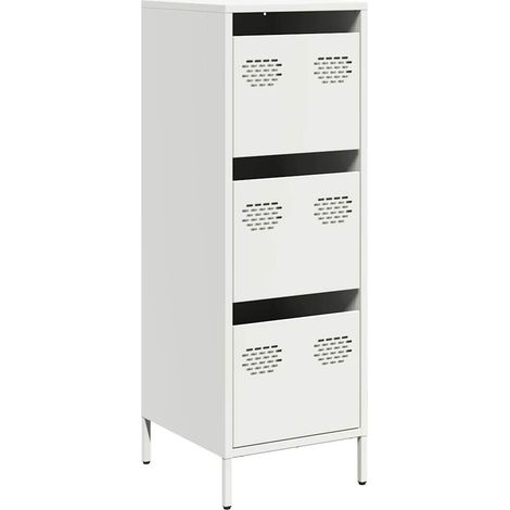Maison La Vie - Buffet haut pour salon - Meuble de rangement blanc 39x35x103,5 cm acier bu590 (1/5)