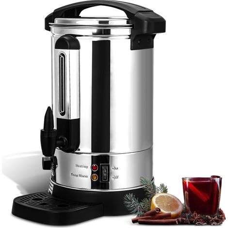 Jiubiaz Calentador de vino caliente 1500 W Dispensador de bebidas calientes 8 l con bandeja recogegotas, grifo de salida, termostato y protección contra sobrecalentamiento