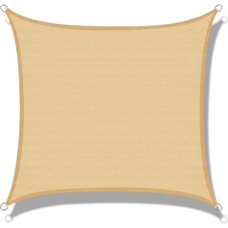 Voile d'ombrage (HDPE) Rectangulaire 2 x 2m Sable Protection des Rayons UV pour Terrasse Camping Extérieur Jardin (1/5)