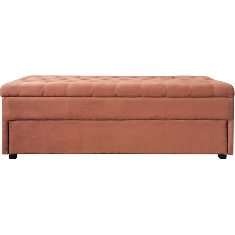 Panca pouf contenitore baule in velluto mattone - Pampa (1/5)