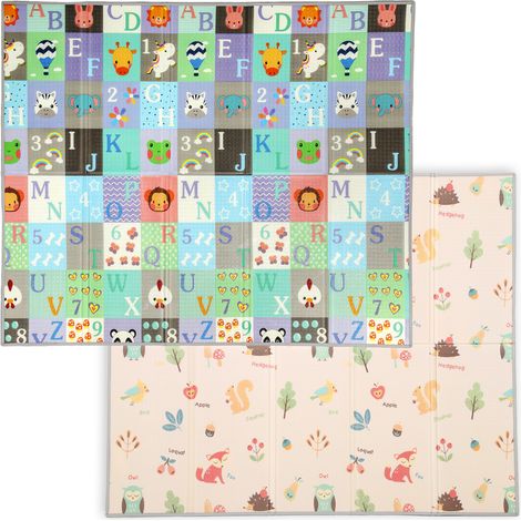 Tapis d'éveil pliable et réversible pour bébé, en mousse épaisse, 180 x 150 x 1 cm, multicolore