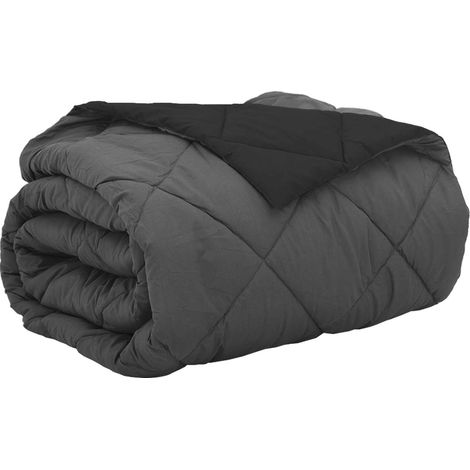 Duvet d'été simple Noir et anthracite 220 x 240 cm Microfibre