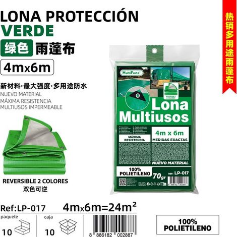 Bâche PP verte 4 m × 6 m, imperméable, protection chantier et jardin