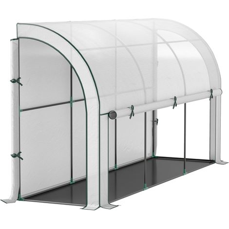 Serre murale, abri pour plantes accessible, bâche en plastique, 300 x 80 x 157 cm, blanche
