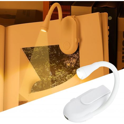 3 couleurs (white) lampe de lecture pour lit de pince, lampe de livre rechargeable USB, cadeau de livre pour les hommes et les femmes, portable dimm (1/5)