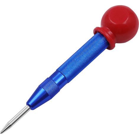 Poinçon central automatique de 5 pouces, bleu, marqueur à ressort, outil manuel réglable avec couvercle, pour bois, métal et plastique (1/5)