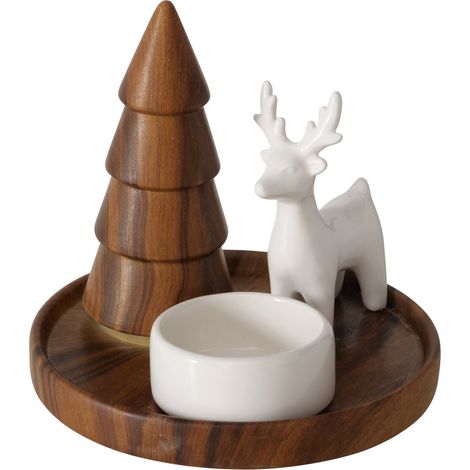 Kerzenhalter mit Tannenbaum und Figur SKANDO, H. 12 cm (1/4)