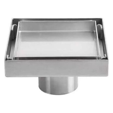 BARKBUSTERS Siphon de sol invisible en acier inoxydable 304 drain de sol déodorant épaissi carré 10 x 10cm (1/5)