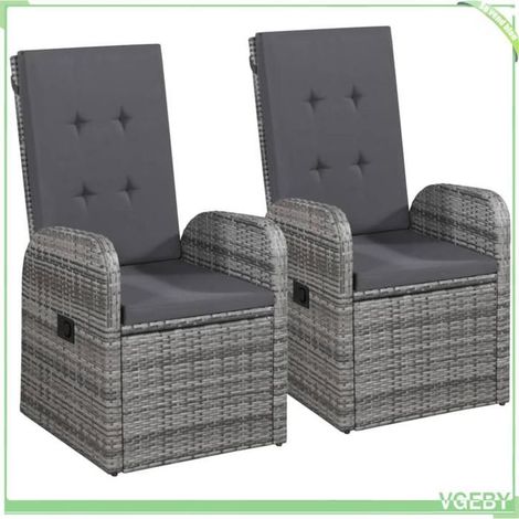 Ensemble à manger de jardin - FAFEICY - 3067716 - Gris - Table acacia massif huilé - Chaises résine tressée inclinables (1/5)