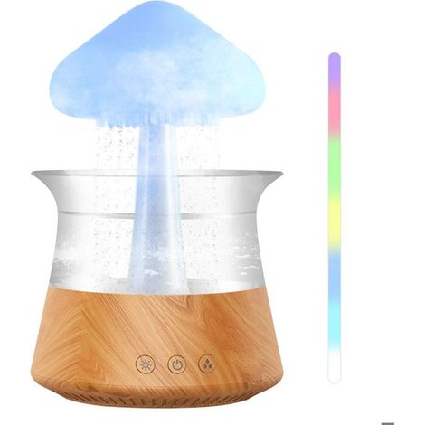 Humidificateur d'air Lampe Pluie, Diffuseur d'huile essentielles, Cloud humidificateur avec 7 lumières LED de Couleur, Grain de