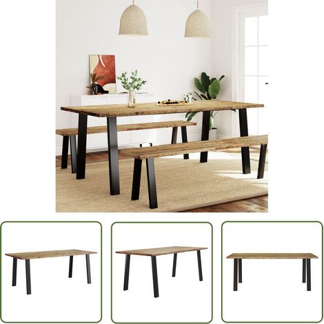 Table à manger,Design Scandinave,Table de salle à manger 200x90x75 cm bois d'acacia solide HH66515 (1/5)