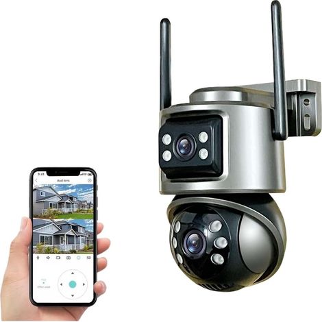 Caméra IP de sécurité extérieure sans Fil 4K PTZ 8 MP avec Wi-FI, Double Objectif, Double écran, détection Humaine par IA(8MP ADD 32G) (1/5)