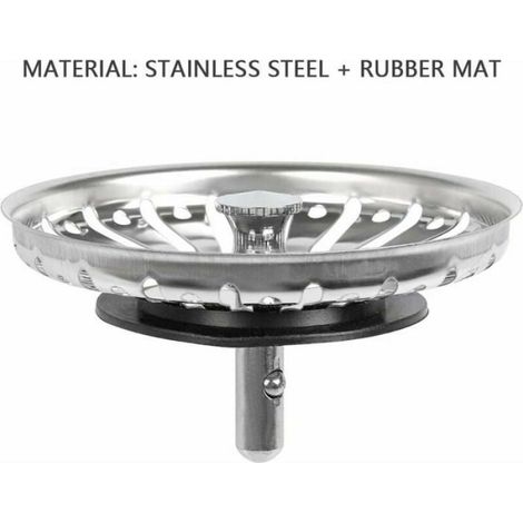Filtre À Évier - Bouchon De Bonde 84 Mm - Pour Évier Cuisine Et Salle De Bain - Acier Inoxydable - 2 Pièces (1/4)